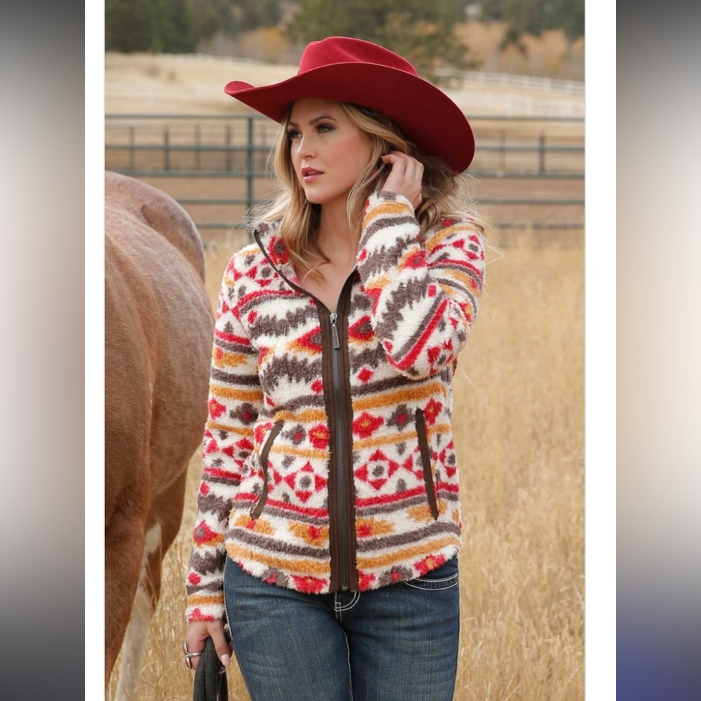 Cruel Denim Poly fleece faux suede detail jacket Aztec Size woman’s small